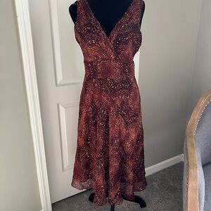 Jones New York Size 8 Elegant Brown Midi Dress lot5663